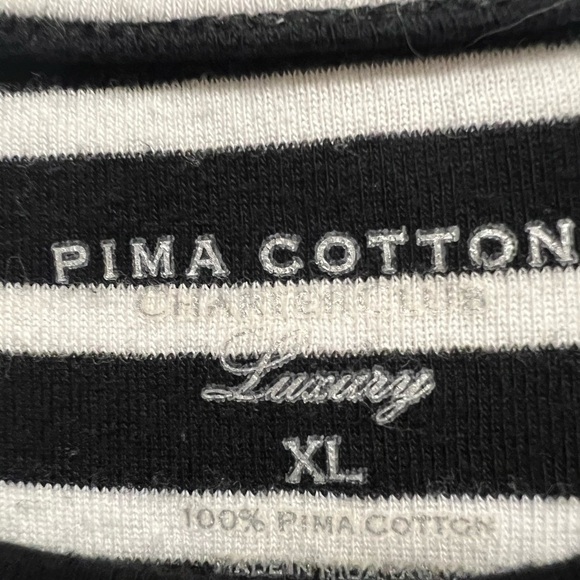 CHARTER CLUB BLACK AND WHITE PIMA COTTON SHORT SLEEVE TEE SHIRT. SIZE XL - Picture 2 of 7